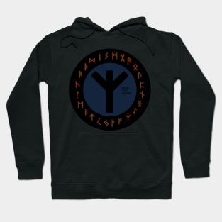 Blue Elhaz Futhark Rune Symbol Hoodie